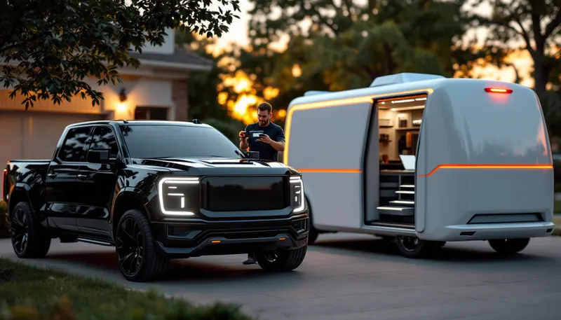 Technician load-testing the battery of a pickup that will not start in an east Dallas driveway at dawn